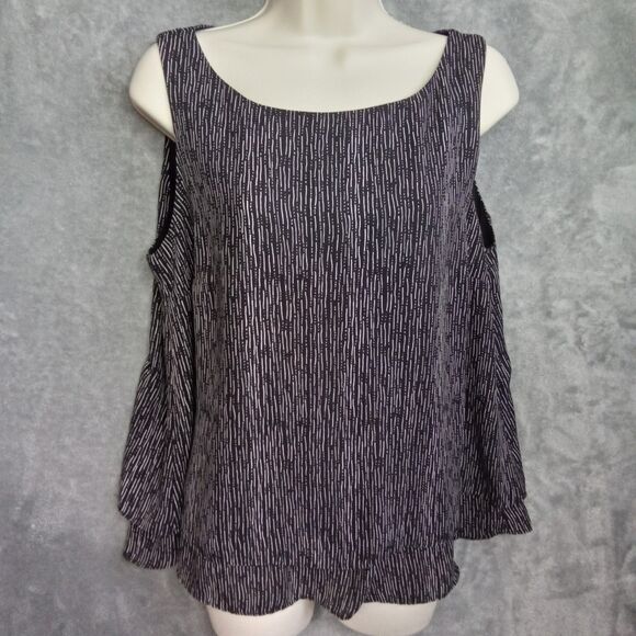 Worthington Tops - Worthington Women Large Sleeveless Blouse Black And White Lined
